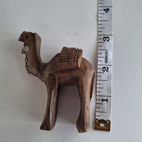 Camel Hand Carved Olive Wood Figure With Chain Figurine Home Decor Nativity - Picture 7 of 7